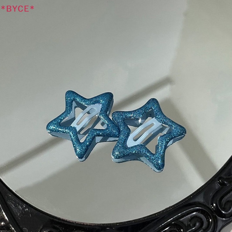 1 Cặp Kẹp Tóc Hình Ngôi Sao Năm Cánh Đính Kim Sa Lấp Lánh Phong Cách Harajuku Ngọt Ngào Cho Nữ Mới