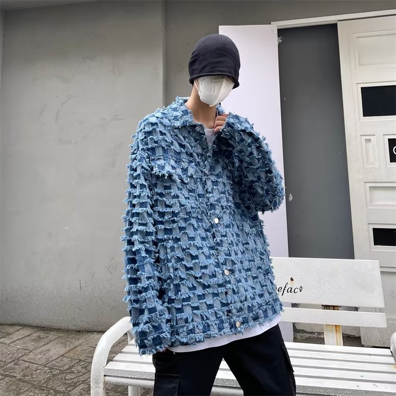 Áo Khoác Denim Cao Cấp Cảm Giác Chạm Cảm Giác Thời Trang Retro Mỹ Mùa Xuân Cho Nam