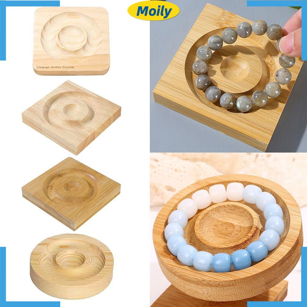 MOILYVN Khay Đựng Hạt Cườm Làm Vòng Đeo Tay Bằng Gỗ Tre
