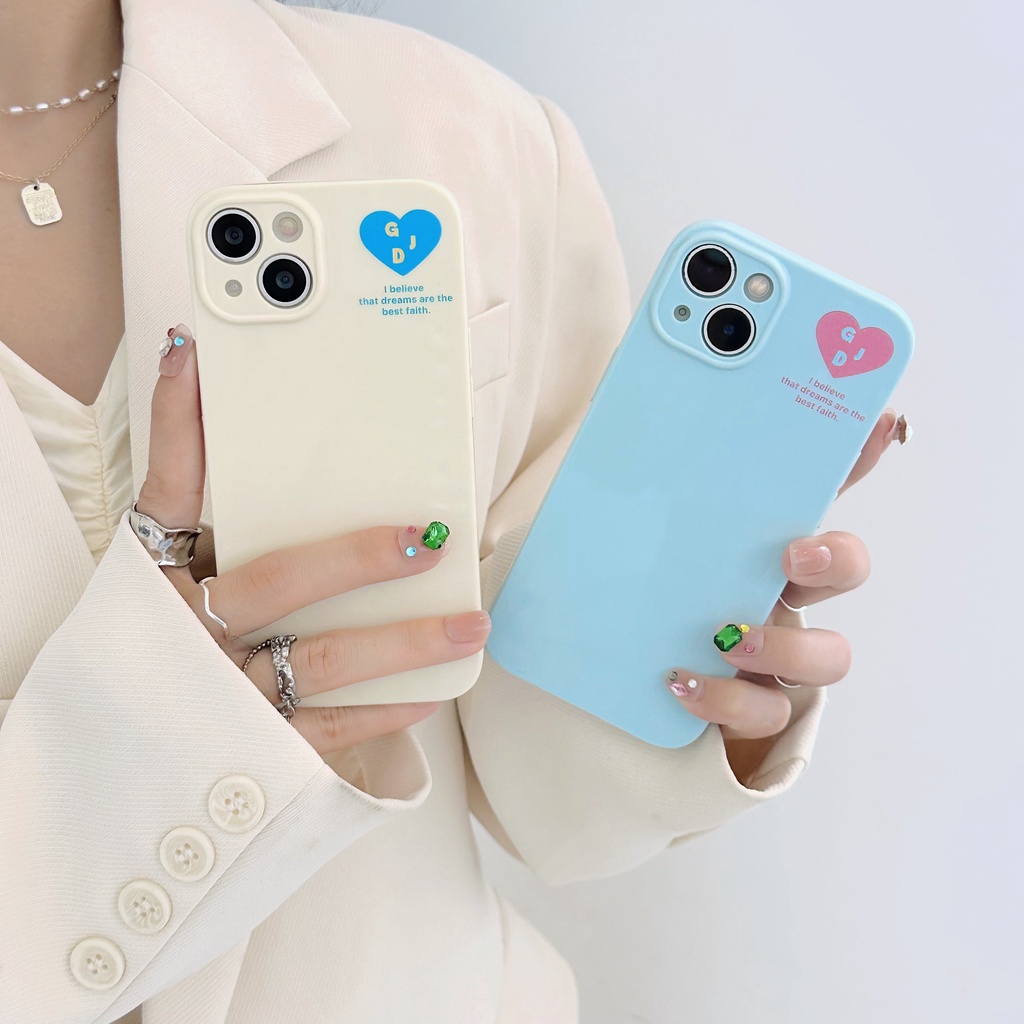 Ốp Điện Thoại TPU Dẻo Họa Tiết Trái Tim &amp; Sữa Vàng / Xanh Dương Độc Đáo Cho iPhone 13 12 11 Pro Max 14 Plus