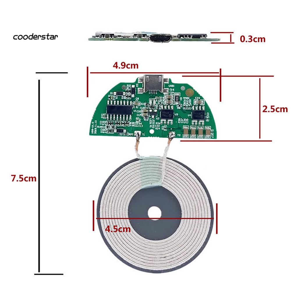 Mô Đun Sạc Không Dây 10W Qi Cổng Micro USB Dành Cho Điện Thoại