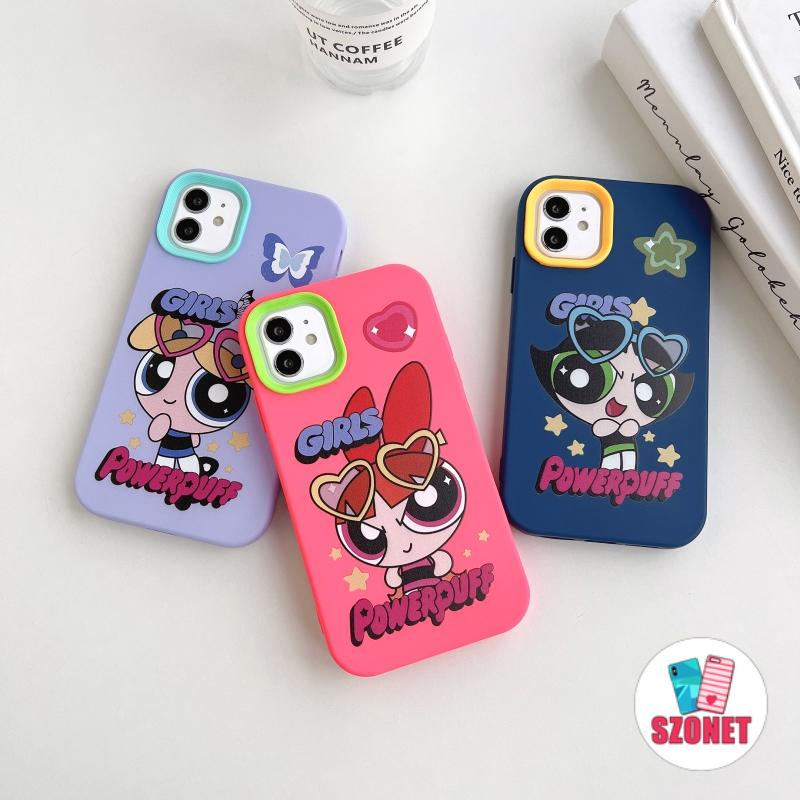 Ốp Điện Thoại Silicon Mềm Chống Sốc 3 Trong 1 In Hoạt Hình Powerpuff Girls Cho iPhone 14 Plus 13 12 11 Pro Max
