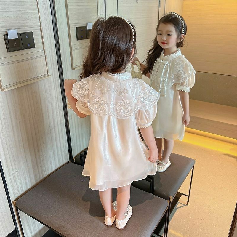 Đầm Sườn Xám Phong Cách Công Chúa Thời Trang Mùa Hè 2023 Mới Cho Bé Gái
