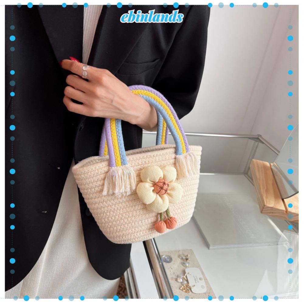 Túi Xách Đan Rơm Màu Cầu Vồng Thời Trang Cho Nữ