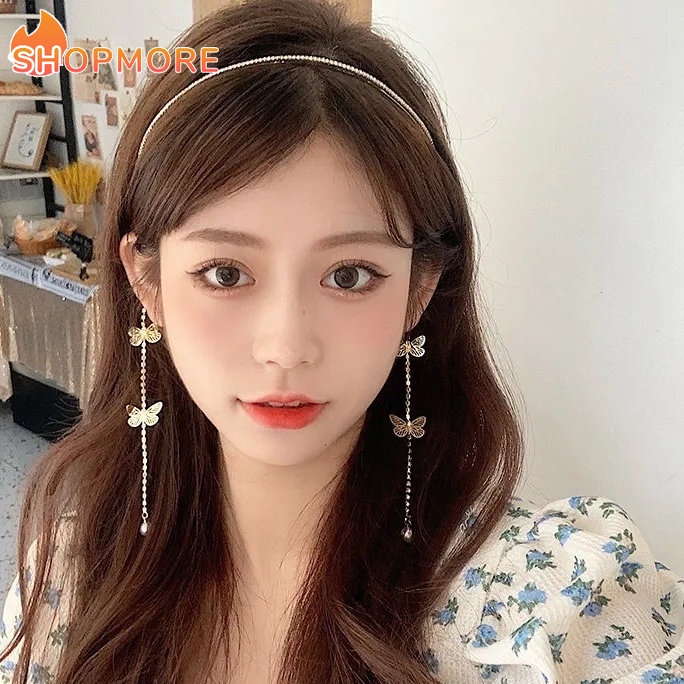 Băng Đô Kim Loại Dài Đính Đá Thanh Lịch Cho Nữ