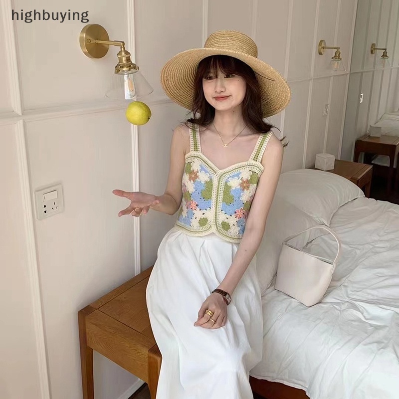 Áo Hai Dây Dệt Kim Thêu Họa Tiết Màu Sắc Tương Phản Phong Cách Vintage Cho Nữ