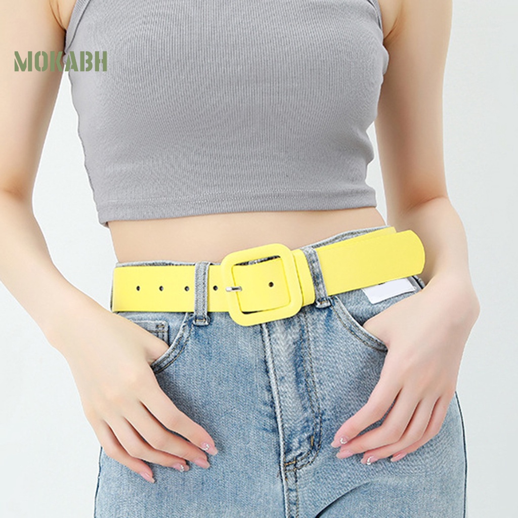 Thắt Lưng Bằng Da Giả Dày Dặn Màu Trơn Chống Vỡ Có Thể Điều Chỉnh Cho Nữ