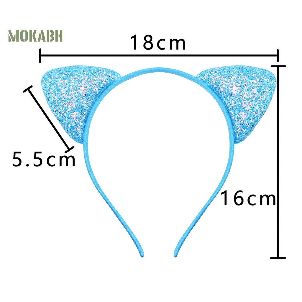 Băng Đô Cài Tóc Hình Tai Mèo Đính Kim Sa Lấp Lánh Màu Kẹo Ngọt Chống Trượt Thời Trang Cho Bé Gái