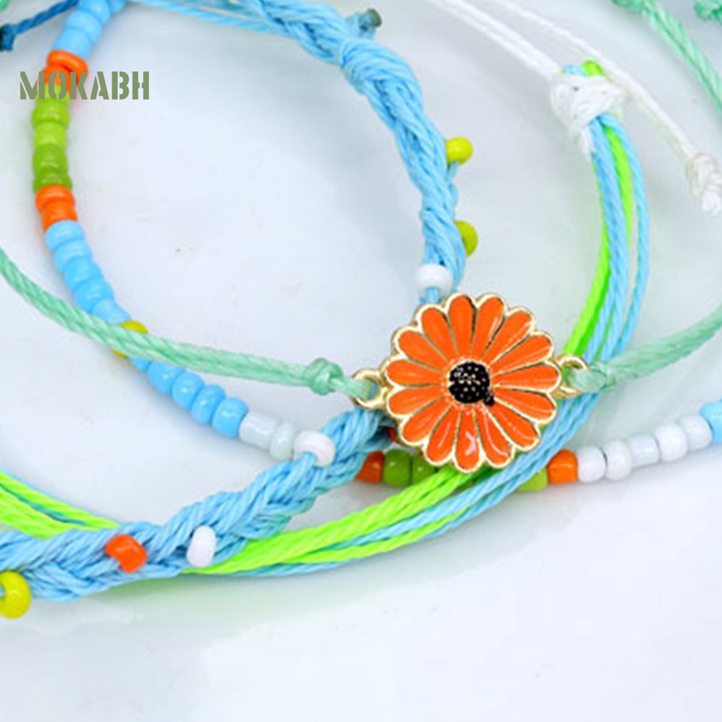 4 Vòng Đeo Tay Chống Thấm Nước Bằng Hợp Kim Phong Cách Bohemian Thời Trang Cho Nữ