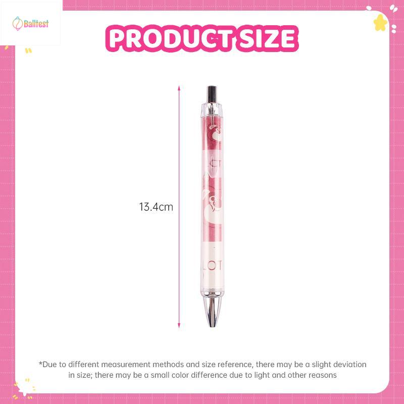 💜Bút Bi Mực Đen Ngòi 0.5mm Có Thể Thu Gọn Họa Tiết Gấu / Dâu Tây Hoạt Hình Dễ Thương
