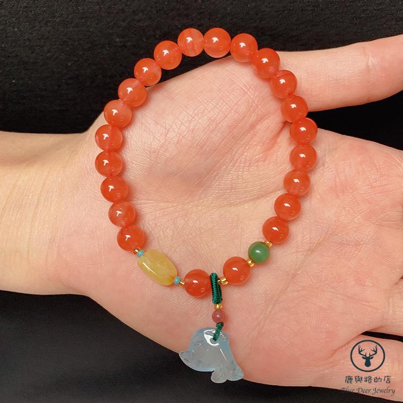 Vòng Đeo Tay Mã Não Tự Nhiên Màu Đỏ Cherry Phong Cách Nam Nữ Phù Hợp Làm Quà Tặng Bán Chạy Nhất Ar