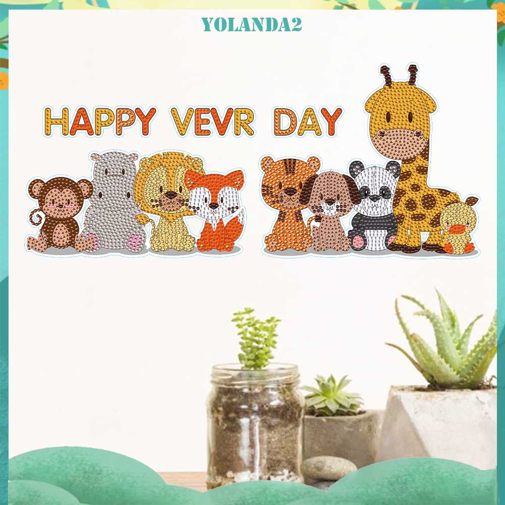 Set 2 Sticker Khảm Đá DIY Hình Động Vật Hoạt Hình Ngộ Nghĩnh Đáng Yêu