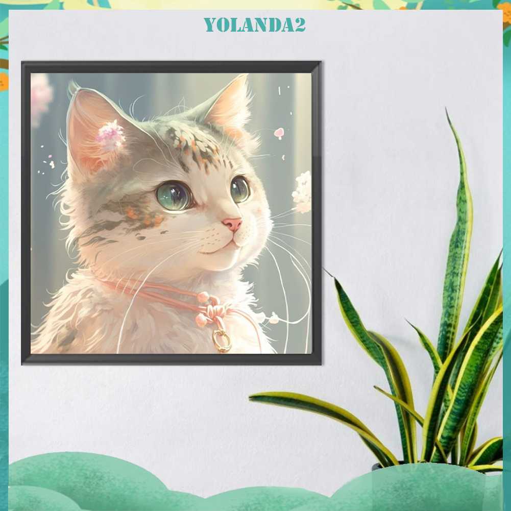 Tranh Đính Đá Kim Cương Toàn Bộ 5D DIY Hình Vẽ Mèo Trang Trí Nhà Cửa