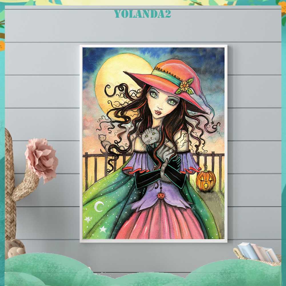 Tranh Đính Đá Kim Cương Toàn Bộ 5D DIY Hình Vẽ Cô Gái Gothic Trang Trí Nhà Cửa