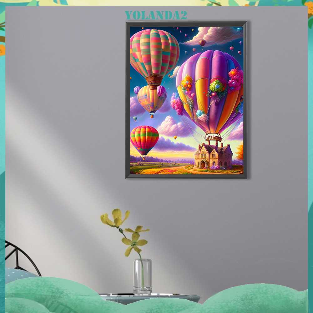 Tranh Đính Đá Kim Cương Toàn Bộ 5D DIY Hình Vẽ Bóng Bay Dùng Trang Trí Nhà