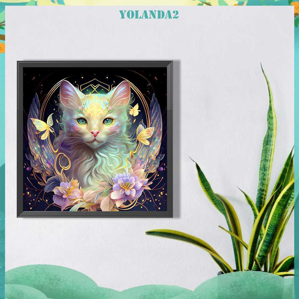 Tranh Đính Đá Kim Cương Toàn Bộ 5D DIY Hình Vẽ Mèo Trang Trí Nhà Cửa