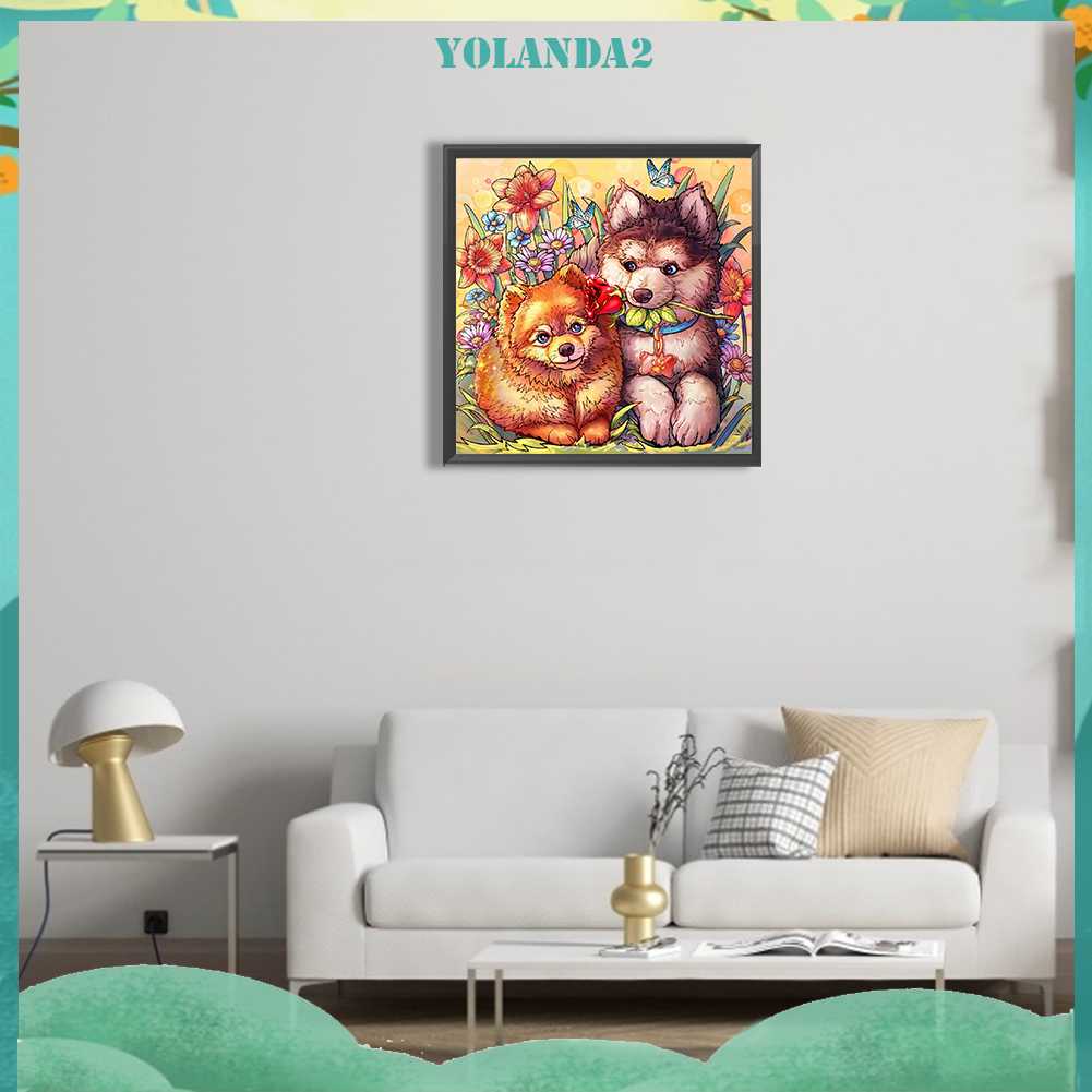 Tranh Đính Đá Kim Cương Toàn Bộ 5D DIY Hình Vẽ Chó Mèo Trang Trí Nhà Cửa