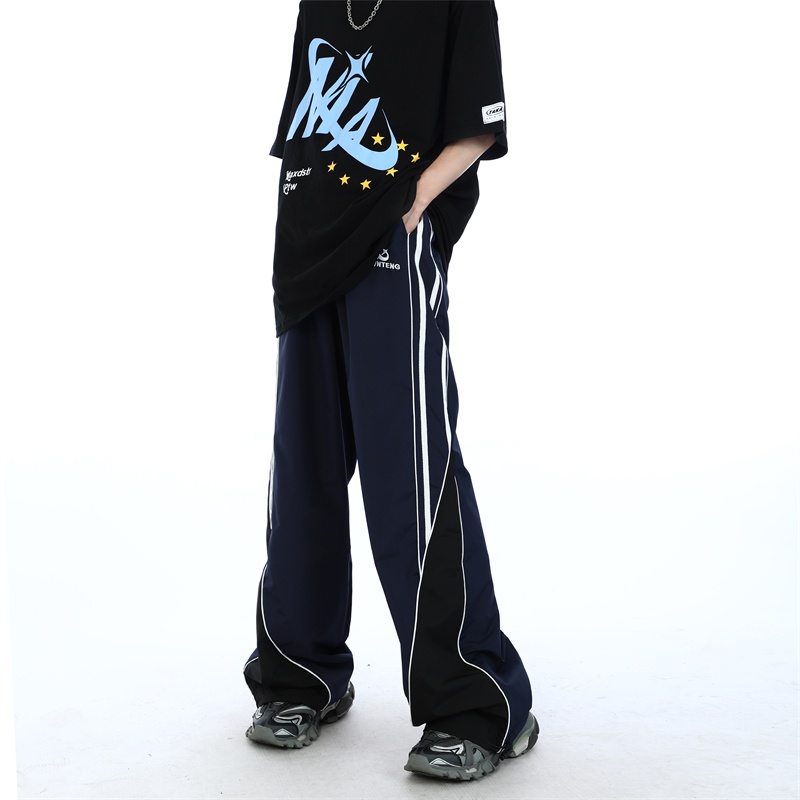 Maxdstr Quần Dài Ống Loe Thẳng Họa Tiết Kẻ Sọc Hai Bên Thiết Kế Retro Mỹ Cao Cấp