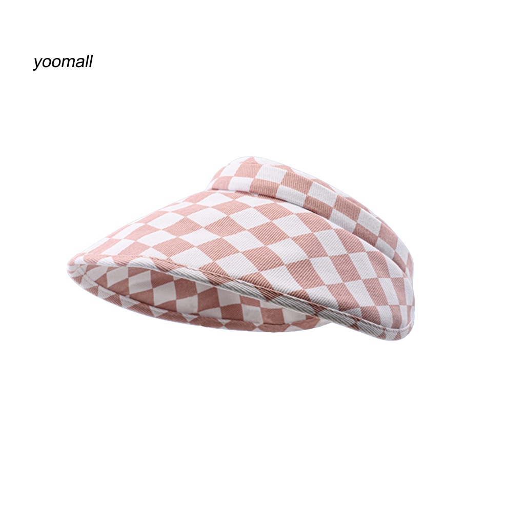 Mũ Rộng Vành Chống Nắng Tia UV Hở Chóp Màu Sắc Tương Phản In Họa Tiết Kẻ Ô Cho Nữ