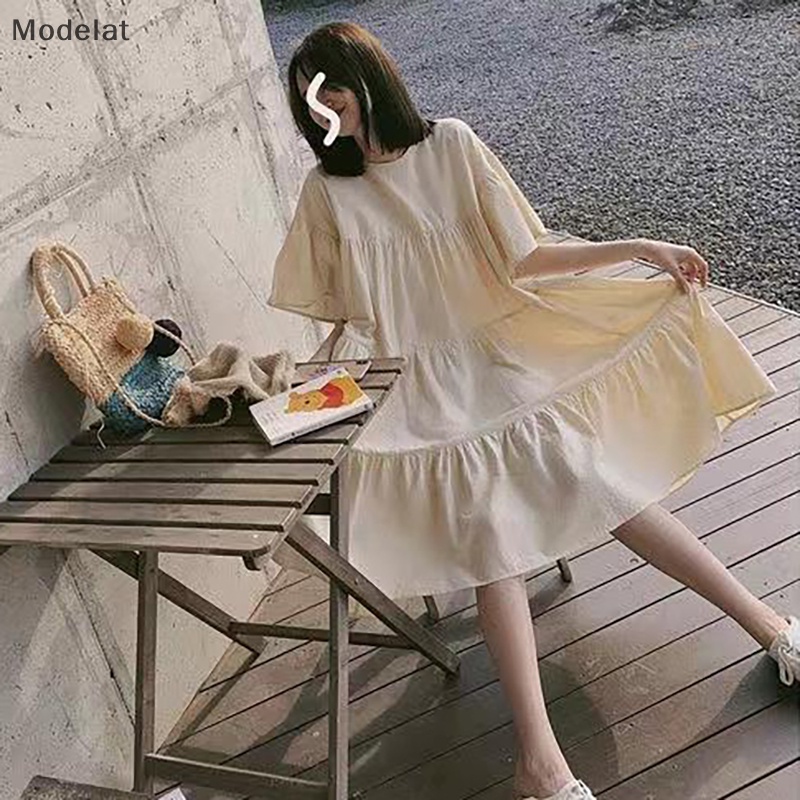 Đầm Tay Ngắn Dáng Rộng Phong Cách Hàn Quốc Thời Trang Mùa Hè Cho Nữ