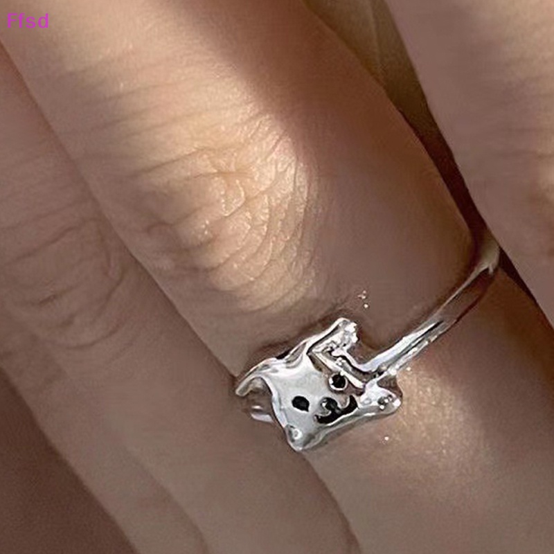 {Ffsd} Nhẫn Dạng Hở Ánh Sáng Bạc Hình Cún Hoạt Hình Dễ Thương Có Thể Điều Chỉnh Làm Quà Tặng Trang Sức Thời Trang Dành Cho Bạn Nữ