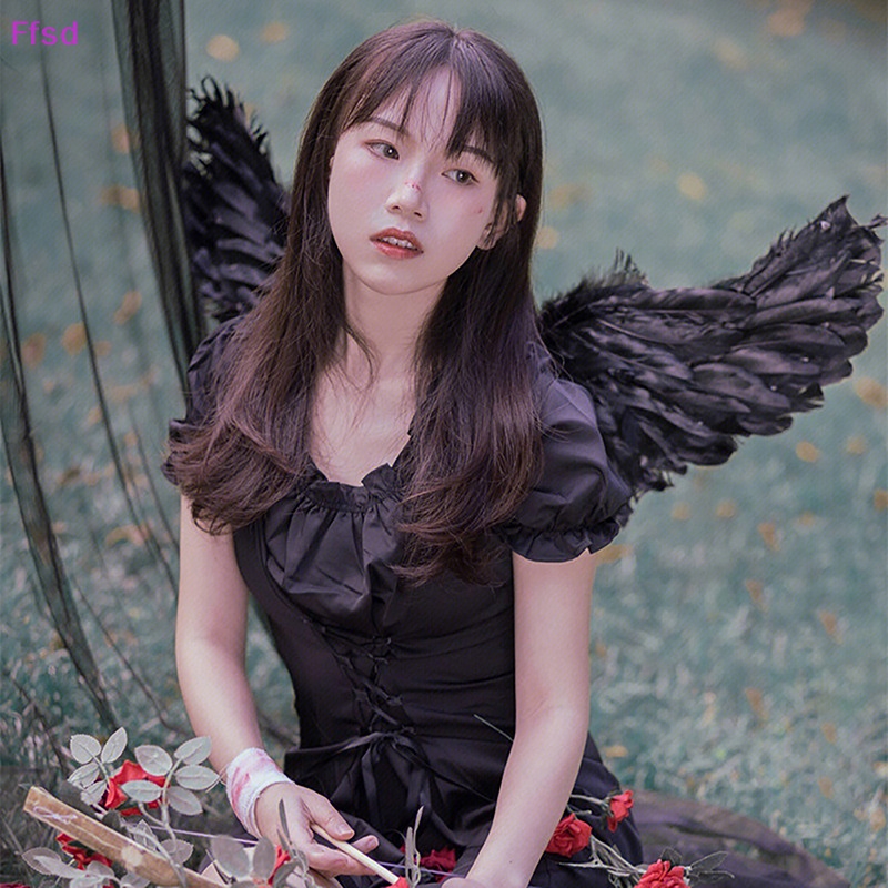 {Ffsd} 1 Đôi Cánh Thiên Thần Lông Vũ Trắng Đen Làm Quà Sinh Nhật Cho Trẻ Em Và Người Lớn