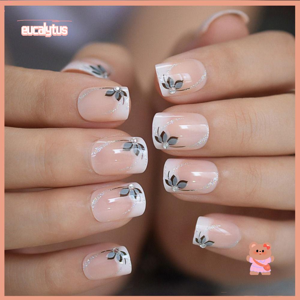 Set 24 Móng Tay Giả Dạng Nhấn Phong Cách Pháp