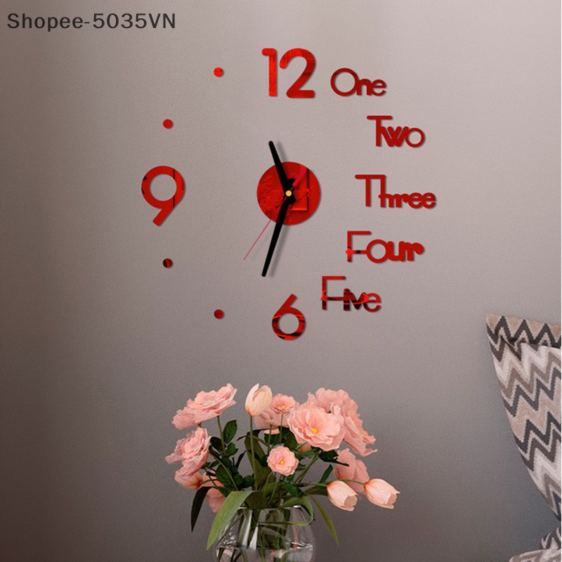 Đồng Hồ Dán Tường Mặt Gương Acrylic Thiết Kế Hiện Đại Sáng Tạo 3D {akindofstar1.vn}