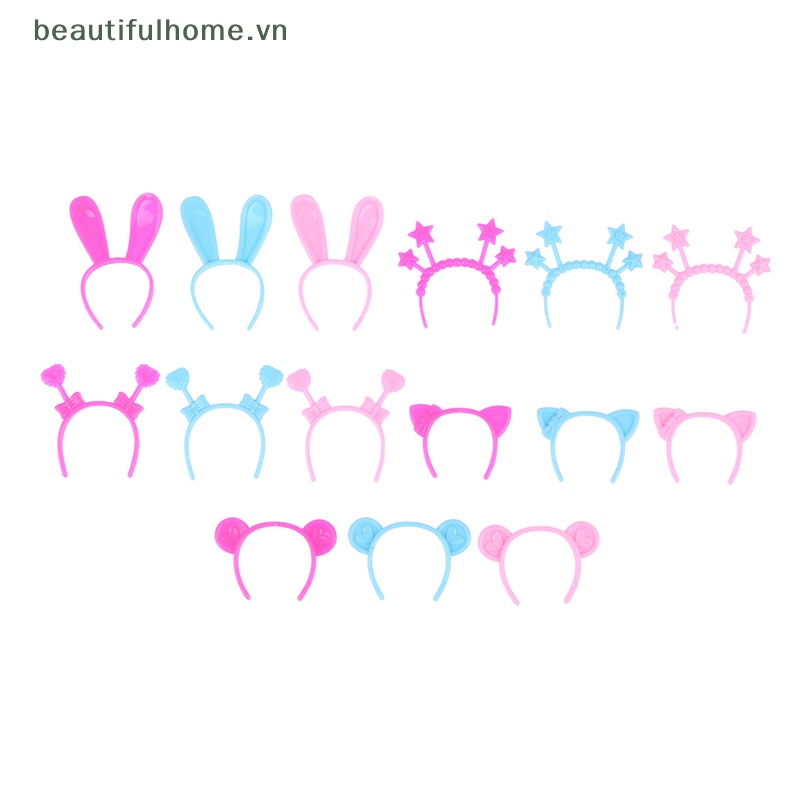 Set 5 Băng Đô Tai Thỏ / Mèo / Gấu Mini 30cm Cho Búp Bê