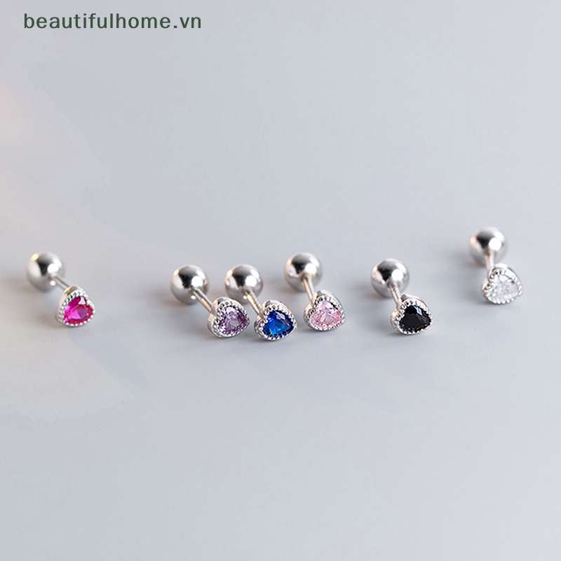 1 Đôi Bông Tai Hình Trái Tim Đính Đá Zircon Thời Trang Dành Cho Nữ