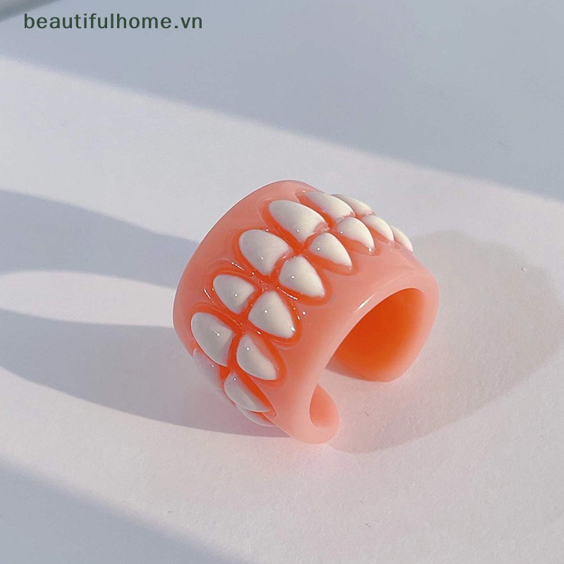 Nhẫn Nhựa Hình Chiếc Răng Sáng Tạo Vui Nhộn Thời Trang Hàn Quốc Cho Nam Nữ