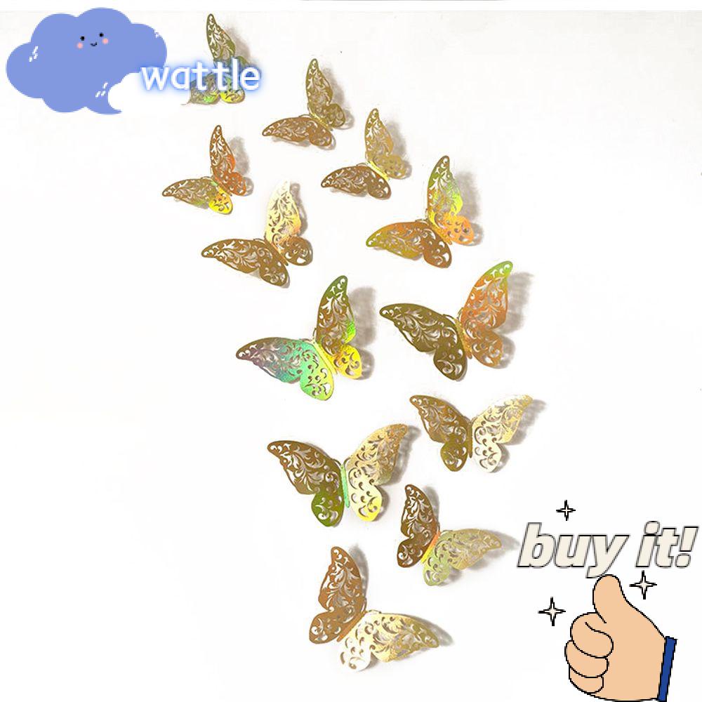 Bộ 12 Miếng Dán Hình Bướm 3D Nhiều Màu Trang Trí Phòng Trẻ Em / Tiệc Cưới