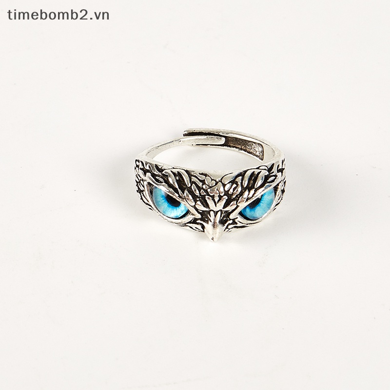 Nhẫn Đính Hôn Màu Sắc Bạc Khắc Hình Chim Cú Phong Cách Cổ Điển Dành Cho Nam Và Nữ