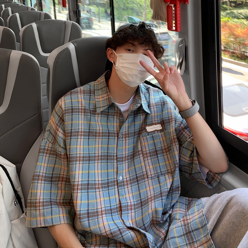 Áo Sơ Mi Tay Ngắn Phong Cách Thời Trang Đường Phố Nhật Bản Mới Cho Nam