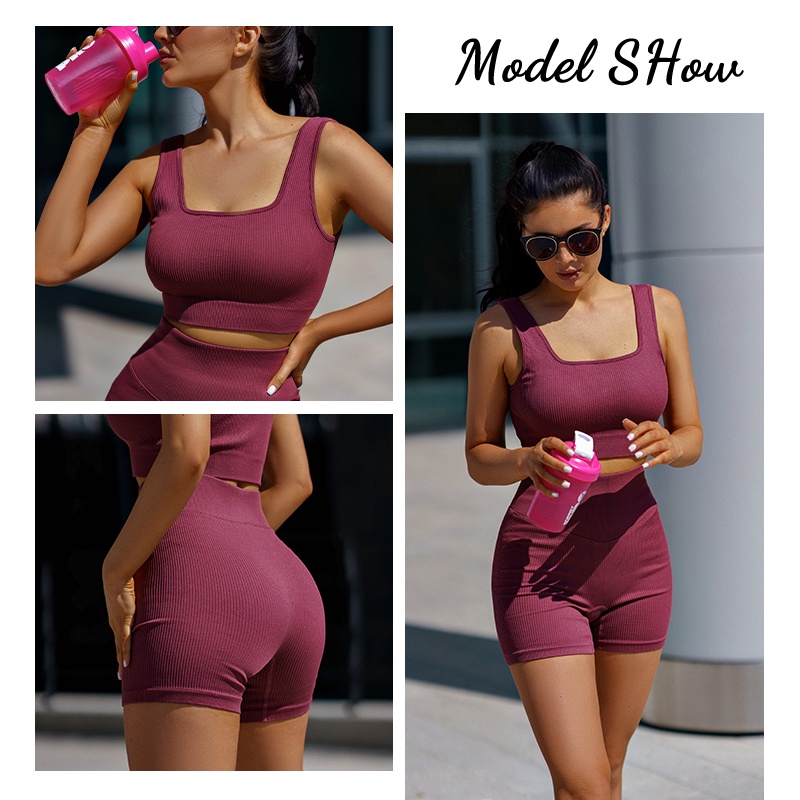 Take Talk Bộ Đồ Tập Thể Thao Áo Ngực Quần Short Lưng Cao Co Giãn Không Đường May Thoải Mái Cho Nữ