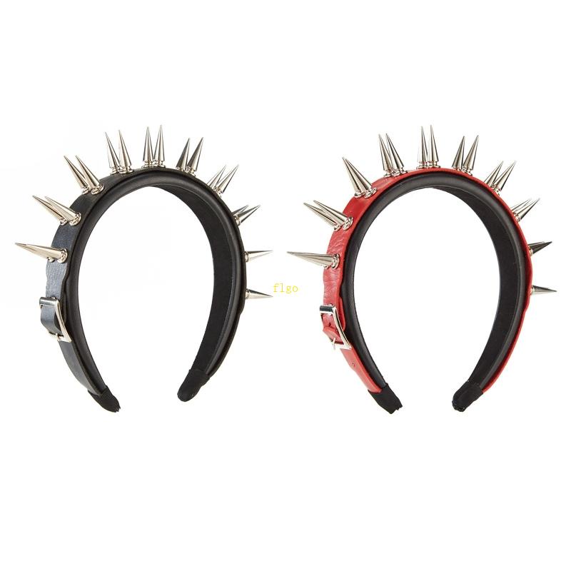 Băng Đô Da Đính Đinh Tán Dài Phong Cách Punk