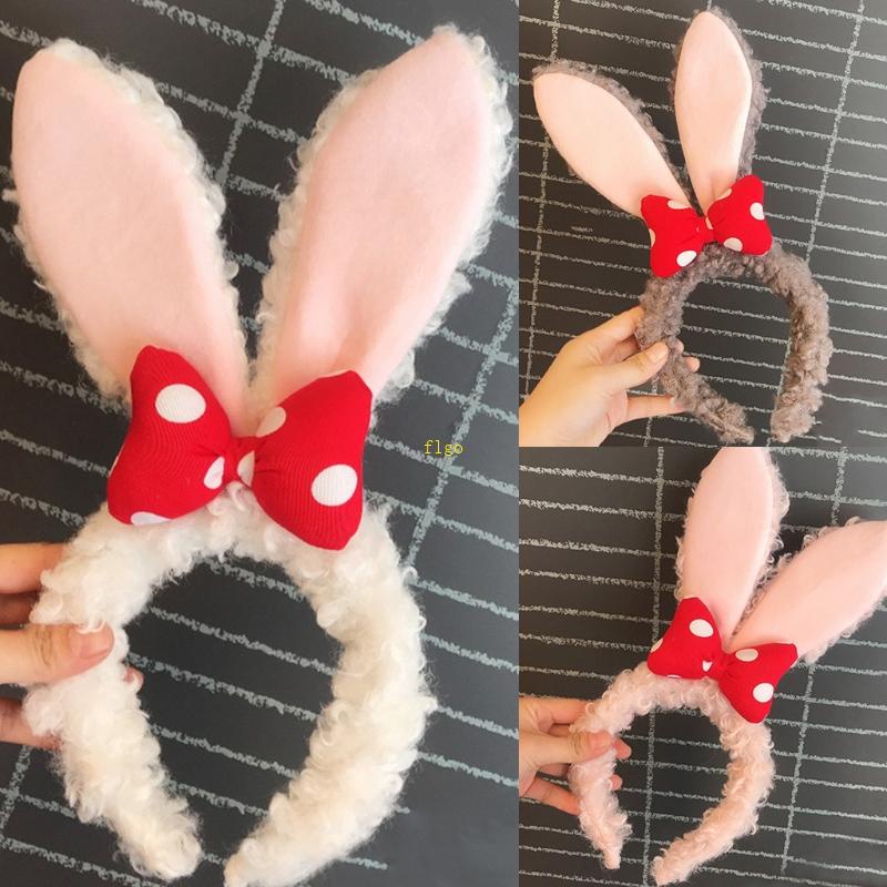 Băng Đô Tai Thỏ Phối Lông Xù Hoạt Hình Đáng Yêu Dành Cho Nữ