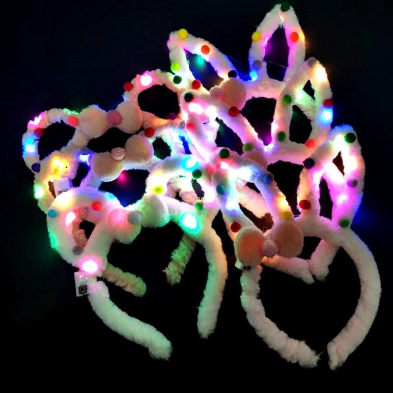 Băng Đô Tai Thỏ Có Đèn Phát Sáng Dùng Chụp Ảnh Halloween