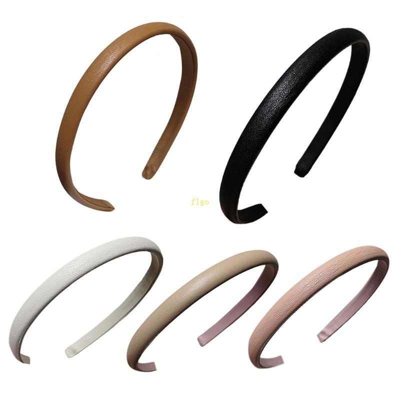 Băng Đô Cài Tóc Giả Da Màu Trơn Phong Cách Vintage Đơn Giản Cho Nữ