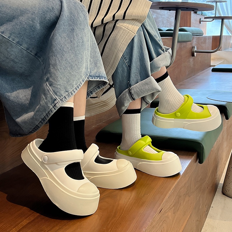 HHH Dép Cross sandal nữ dép đế cao 4cm giày nữ  dép bánh mì Thoải Mái Xinh Xắn B28G0L6