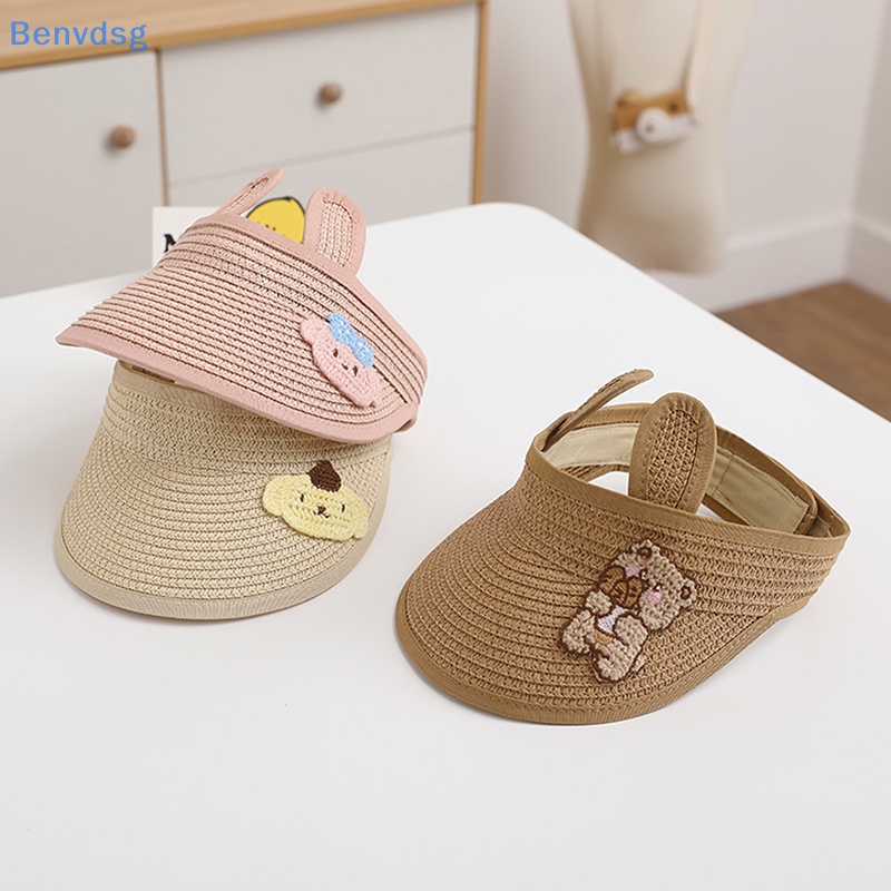 Mũ Rơm Chống Nắng Hở Chóp Hình Gấu Hoạt Hình Thời Trang Đi Biển Mùa Hè Cho Bé Trai Và Gái