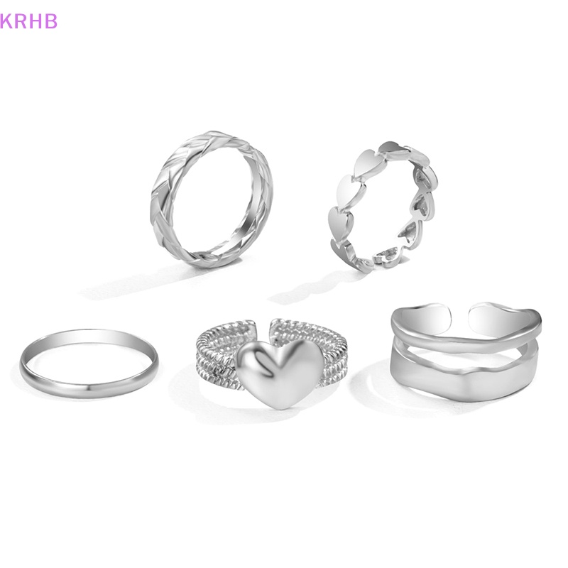 Set 5 Nhẫn Kim Loại Đeo Khớp Ngón Tay Phong Cách Vintage Cho Nữ Mới