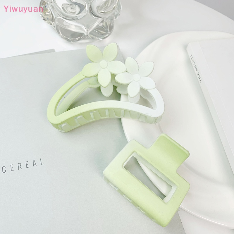 Kẹp Tóc Móng Vuốt Cá Mập Lớn Màu Xanh Lá Mùa Hè Thanh Lịch Thời Trang Cho Nữ < Yiwuyuan > Mới