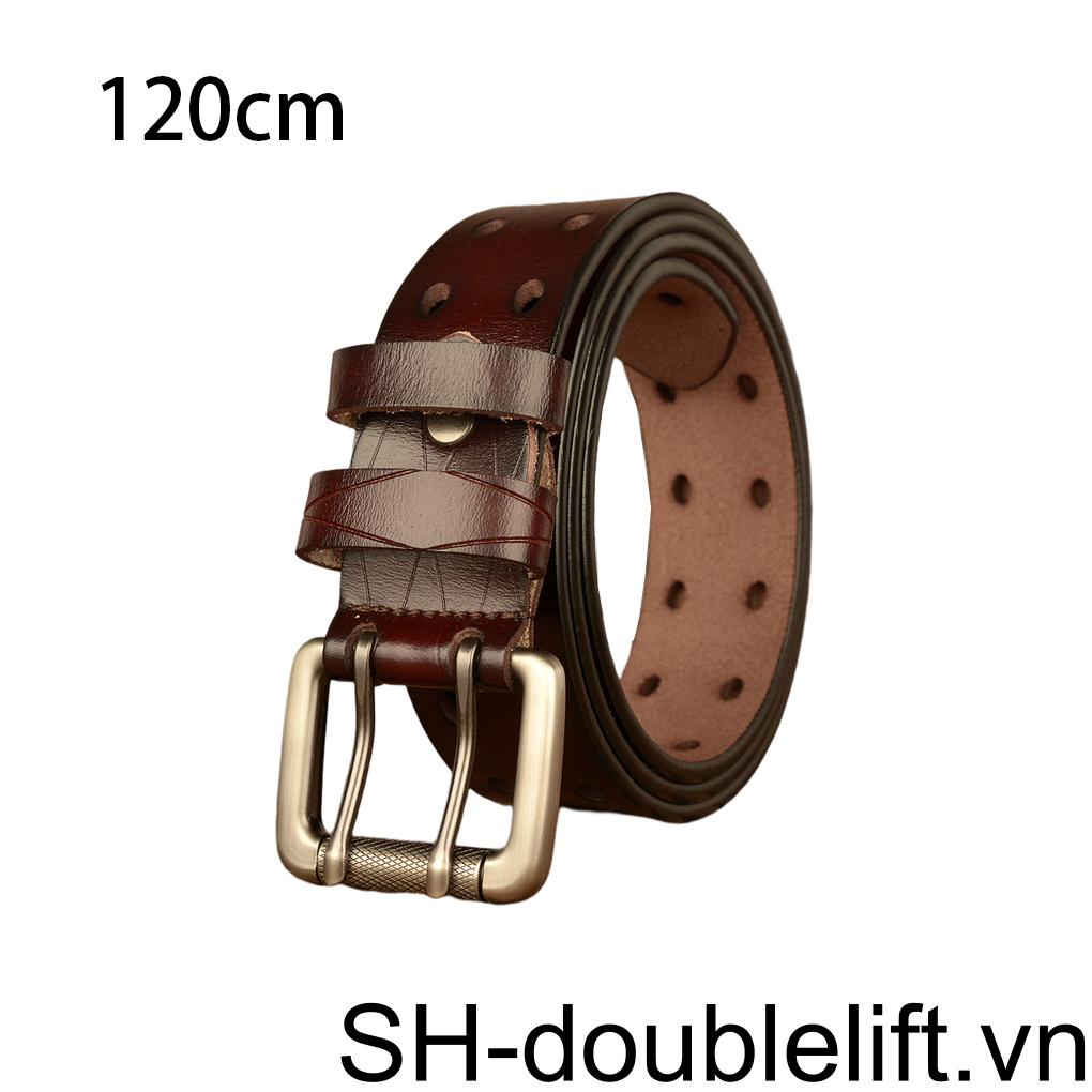 Thắt Lưng Da Hai Khóa Kim Loại 3 8cm Phong Cách Cao Bồi Thông Dụng Sang Trọng Cho Nam