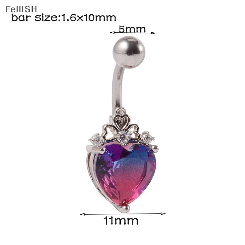 1 Khuyên Rốn Bằng Thép Đính Đá Zircon Hình Trái Tim Dễ Thương 439br