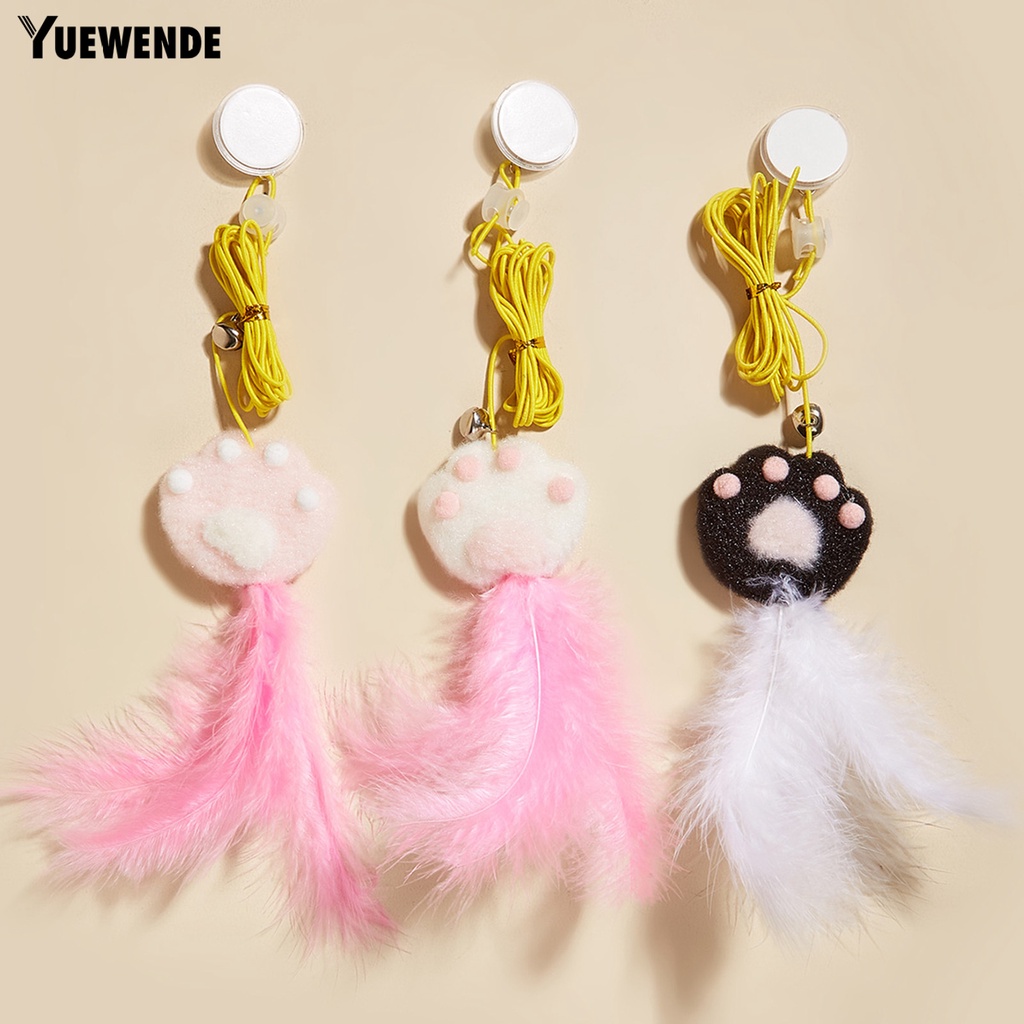 Đồ Chơi Dây Thừng Đính Lông Vũ Độ Co Giãn Cao Treo Trang Trí Cho Mèo Cưng