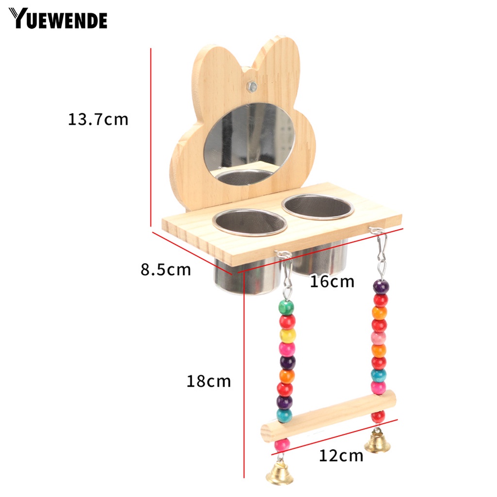 Yq.e Bộ Hộp Đựng Thức Ăn Cho Chim Bằng Thép Không Gỉ Tự Nhiên Tháo Rời Được Gắn Chuông Nhiều Màu Sắc