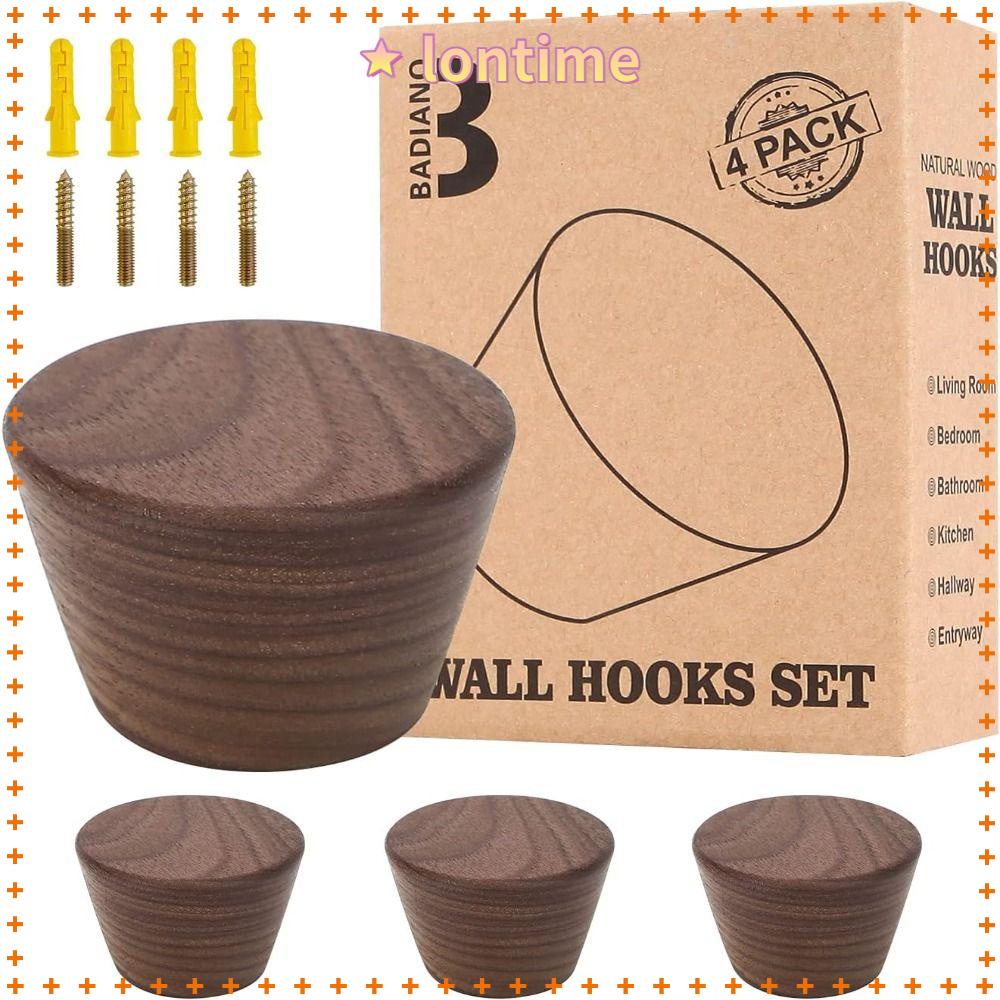Bộ 4 Móc Treo Tường Bằng Gỗ Nâu Đen