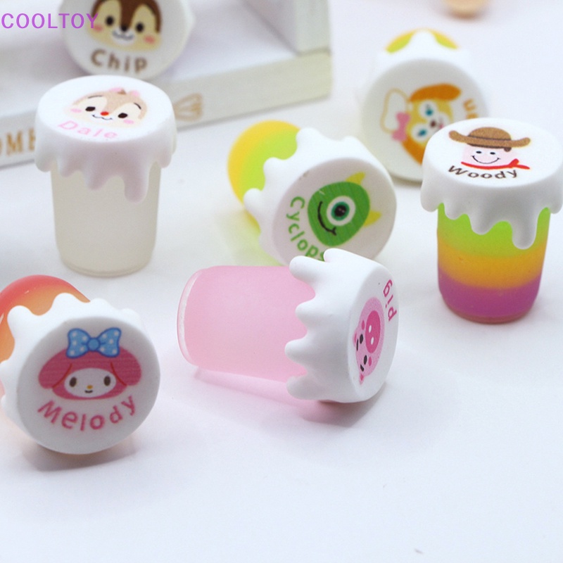 Cooltoy Set 2 Bình Nước Mini Dạ Quang Họa Tiết Hoạt Hình Dành Cho Nhà Búp Bê
