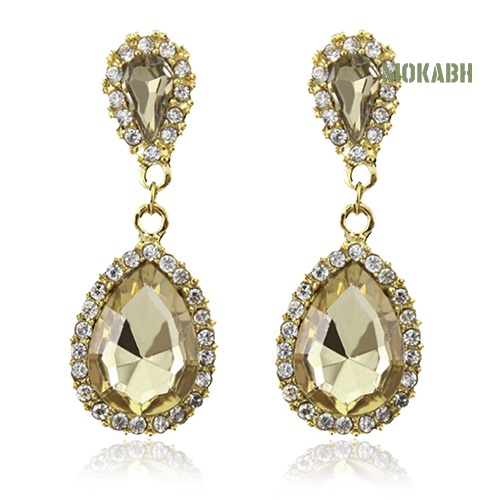 Bông Tai Hình Giọt Nước Đính Đá Sang Trọng Cho Cô Dâu